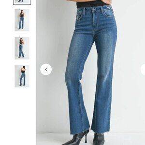 NWT Womens JBD Just Black Denim Blue (Item- 904) DP634 Raw Hem Flare Jeans 25